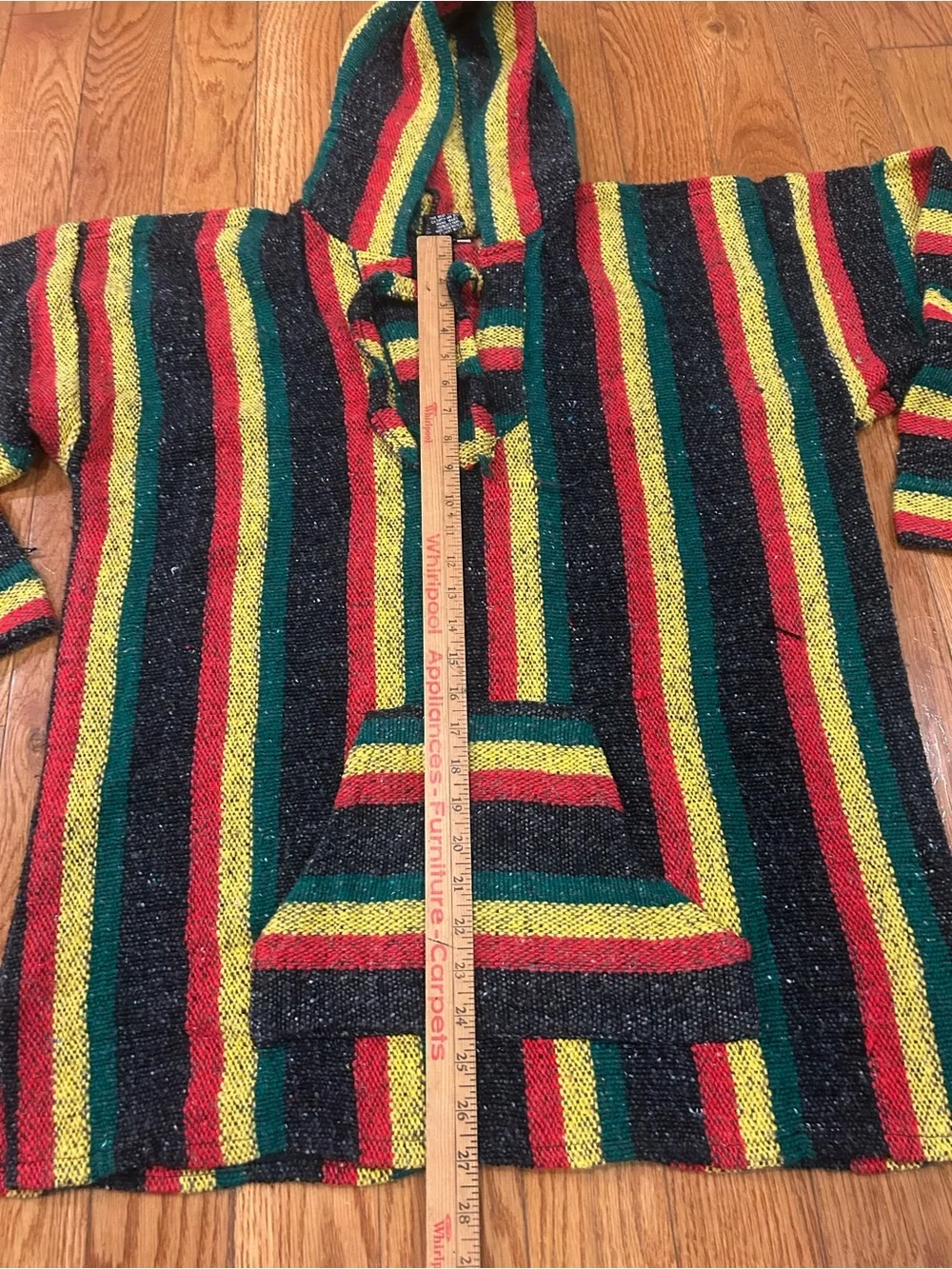 Yarima Baja Hoodie XL Rasta Stripe Pullover Eco-Friendly Recycled Cotton